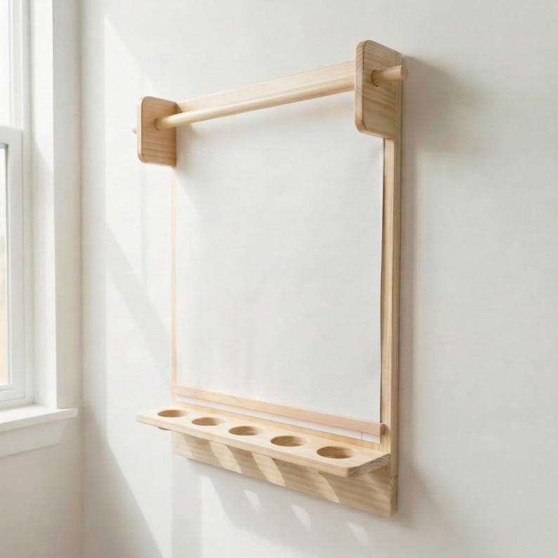 Drawing Board for Children with Storage Shelf and Paper Roll Dispenser