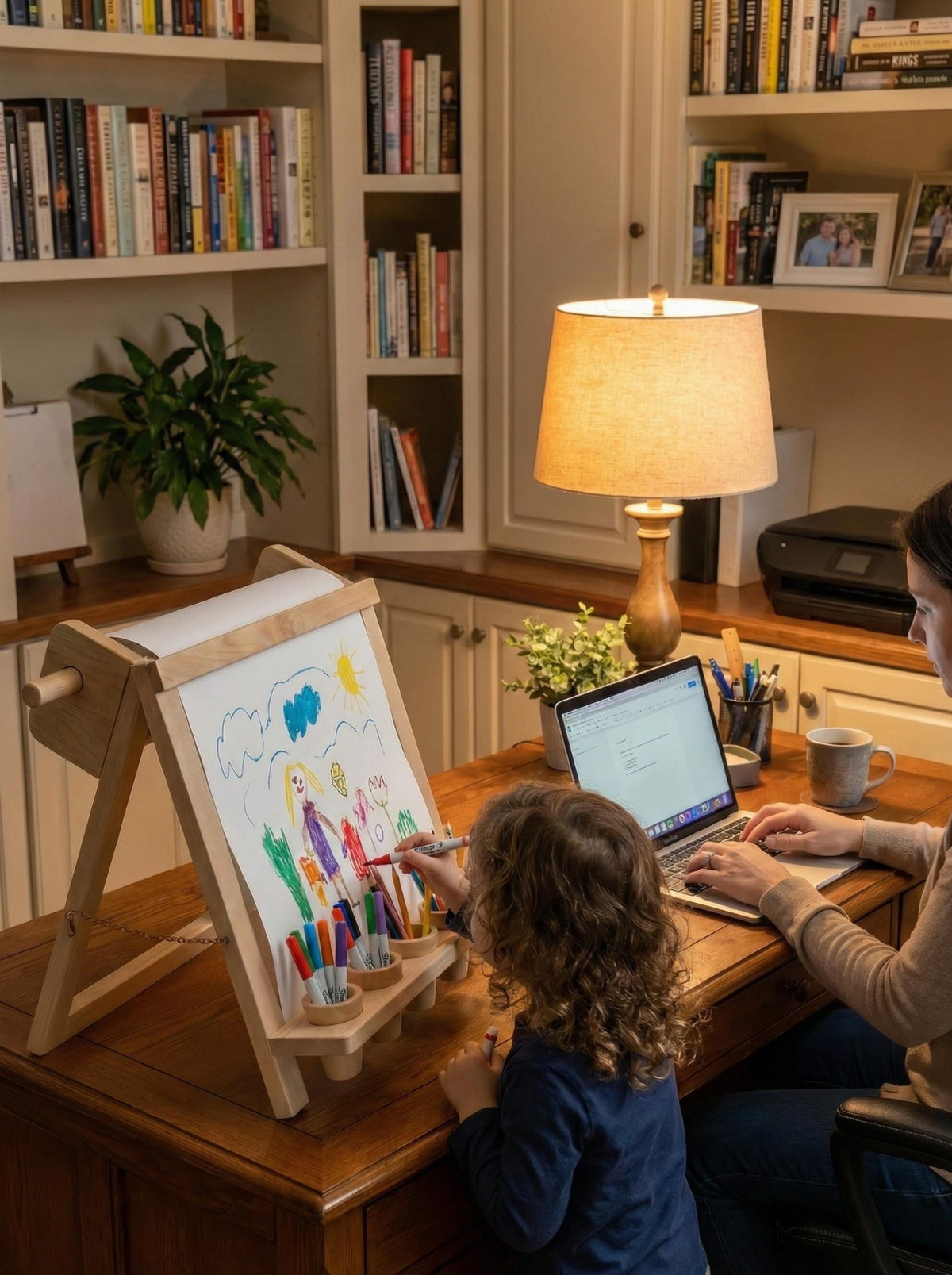Drawing Board for Creative Children Designed as Montessori Art Easel with Supply Storage