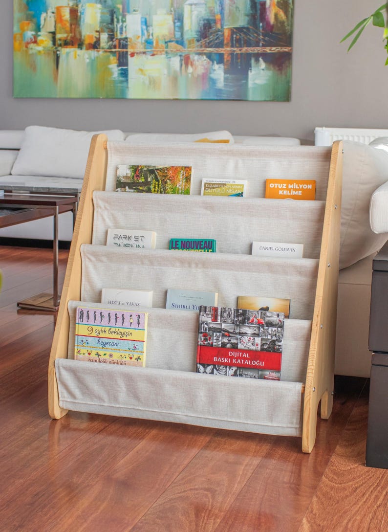 Montessori Style Wooden Book Rack with Front-Facing Display in 2 Sizes