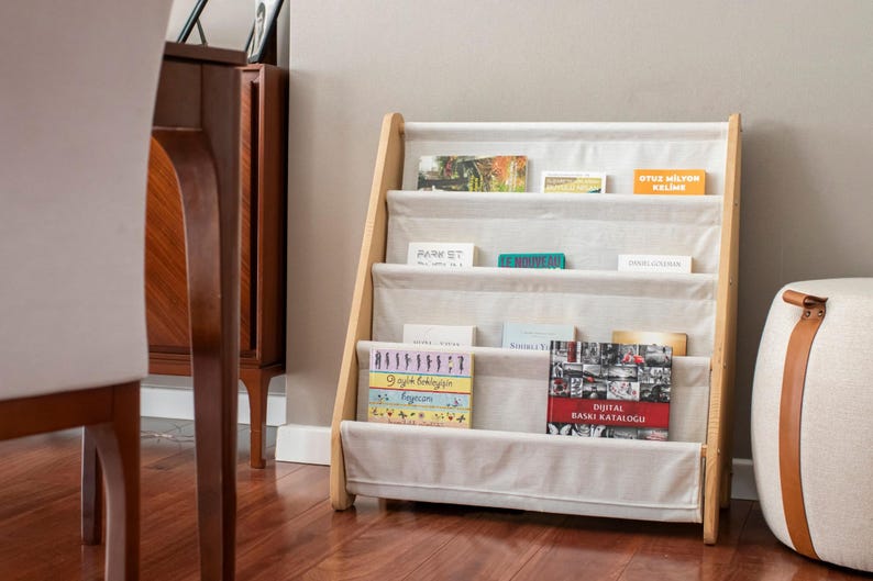 Montessori Style Wooden Book Rack with Front-Facing Display in 2 Sizes