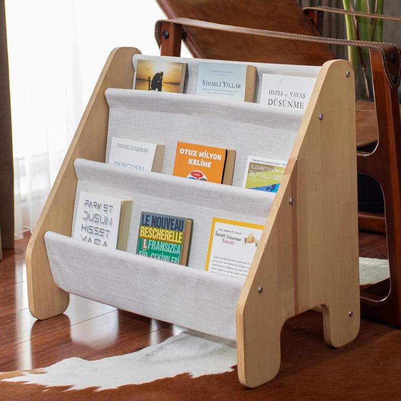 Montessori Style Wooden Book Rack with Front-Facing Display in 2 Sizes