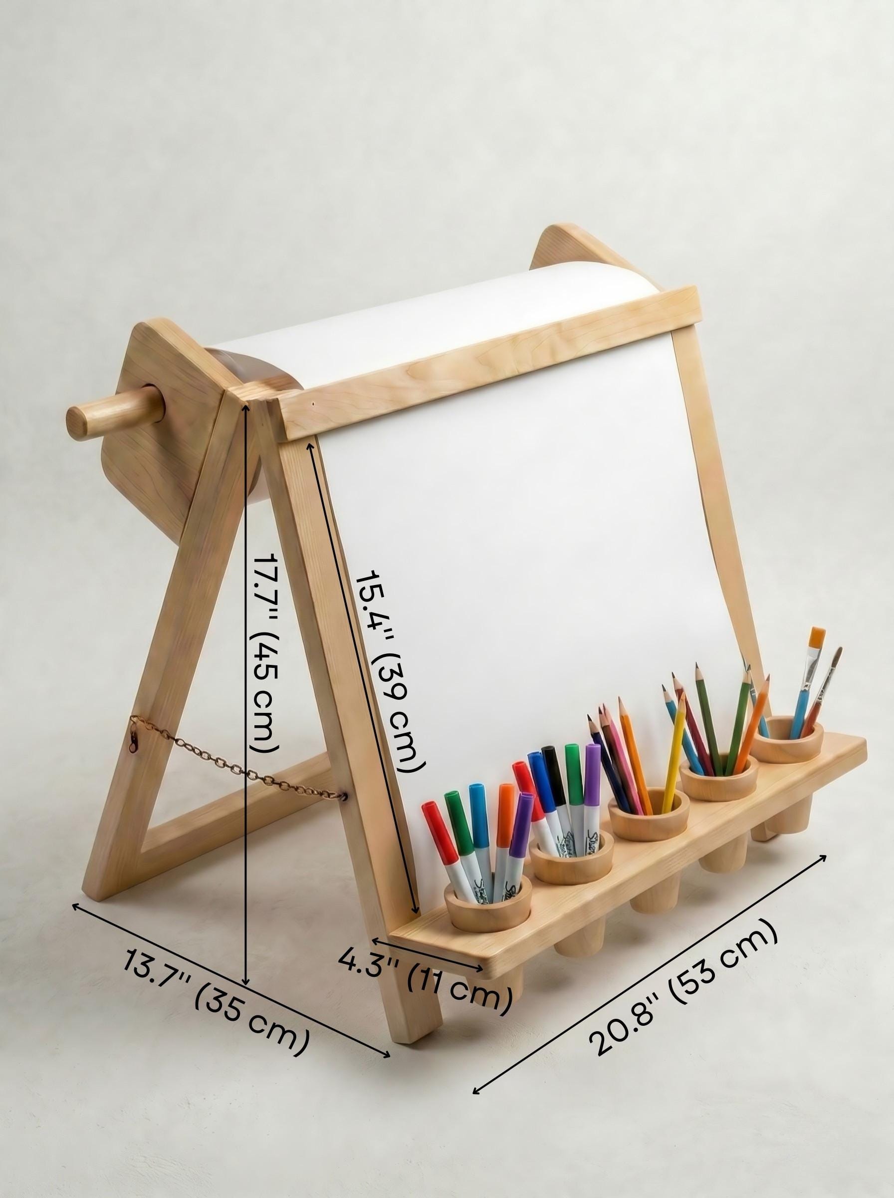 Drawing Board for Creative Children Designed as Montessori Art Easel with Supply Storage