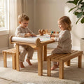 Montessori Learning Table with Bench, Child-Sized Art Furniture Set with Paper Holder