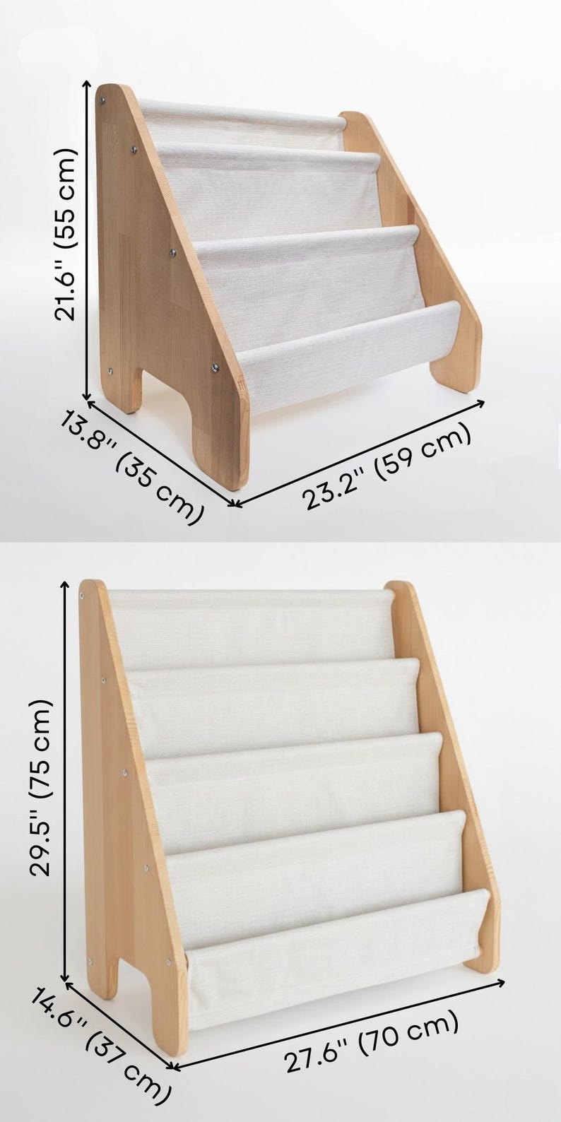 Montessori Style Wooden Book Rack with Front-Facing Display in 2 Sizes