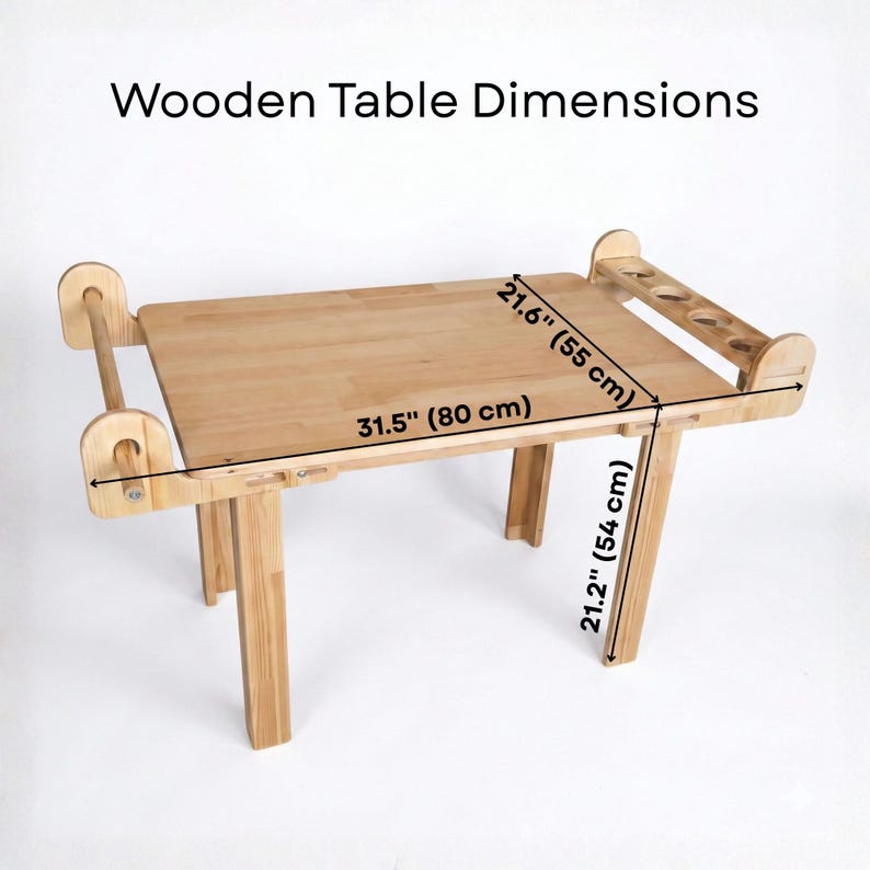 Montessori Learning Table with Bench, Child-Sized Art Furniture Set with Paper Holder