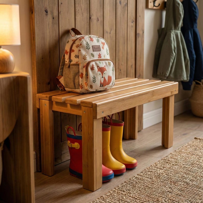 Montessori Learning Table with Bench, Child-Sized Art Furniture Set with Paper Holder